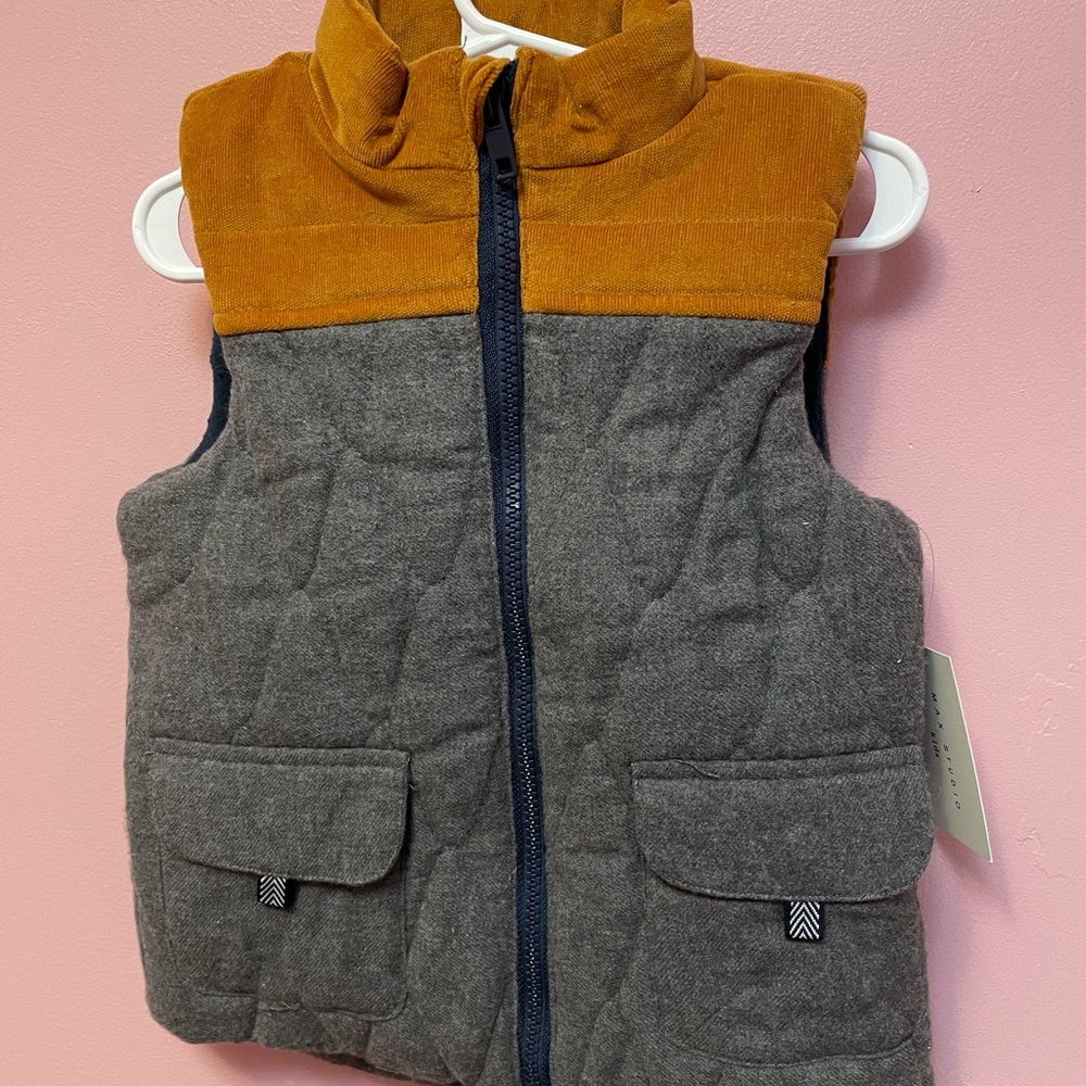Max Studio Orange and Gray Quilted Vest